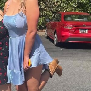 Cider Metallic Mini Ruffle Dress